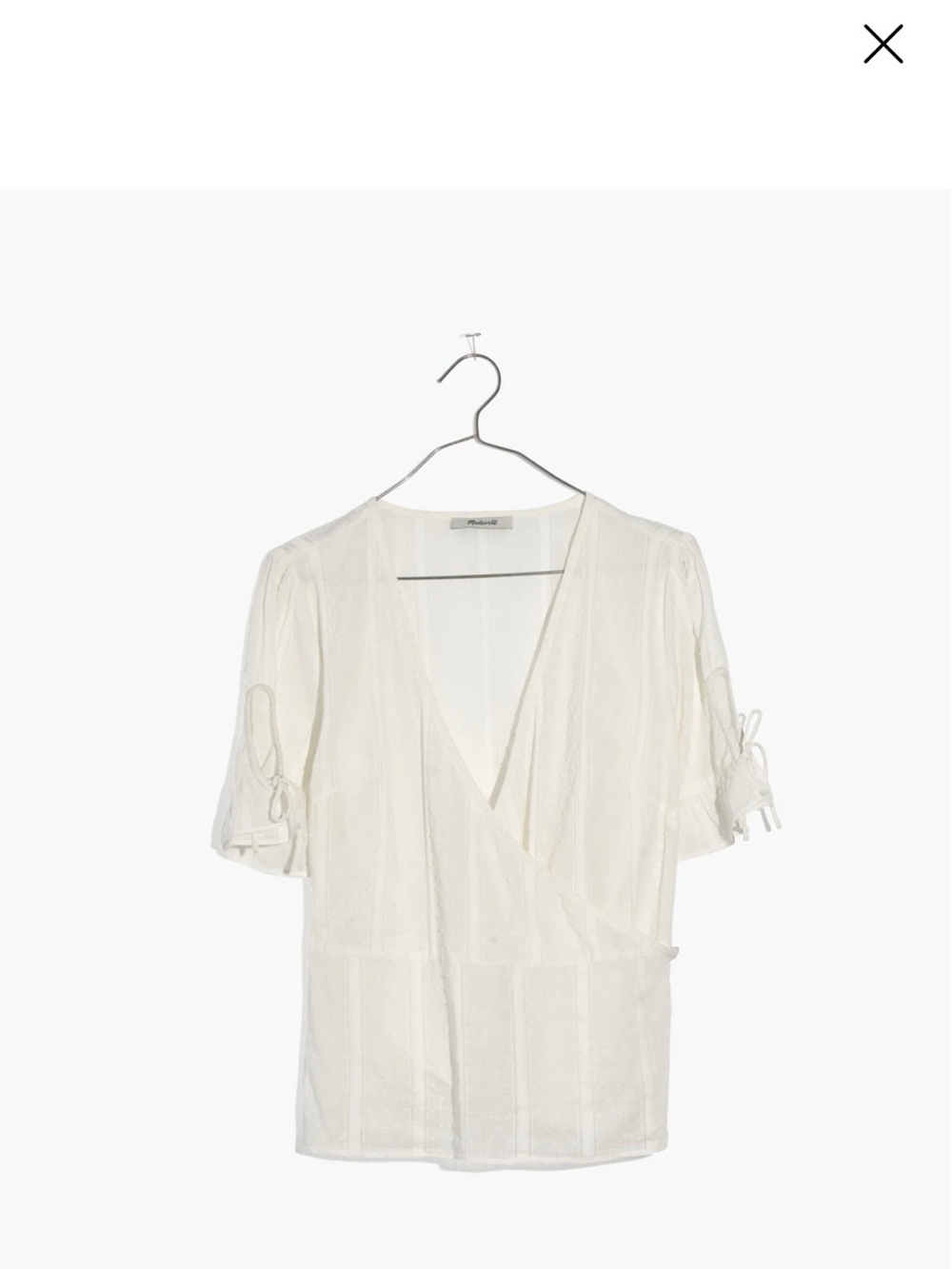 Madewell Tie Sleeve Wrap Top in Swiss Dot